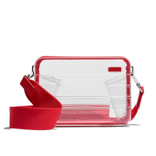 Clear Stadium Bag - Compact Crossbody Purse, Cherry Red