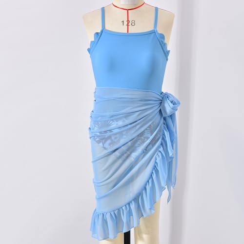 Girls One Piece Swimsuit - Light Blue, Ages 11-12