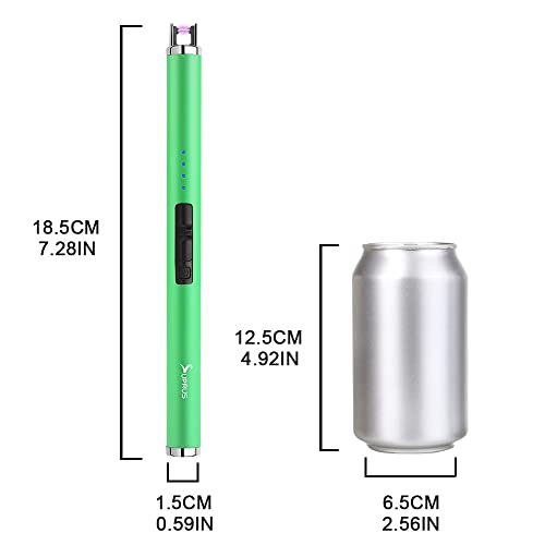 Glow-in-the-Dark USB Lighter - Rechargeable Windproof for BBQ & Candle - Green