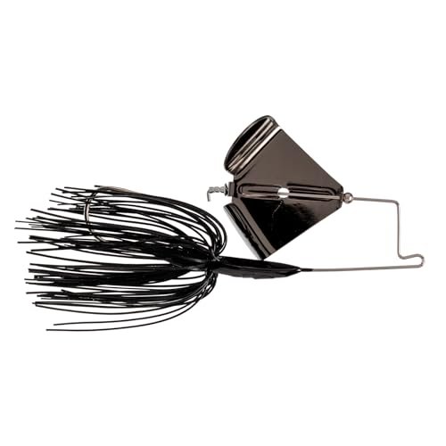 Fishing Buzzbait - Head-Knocking Design, Black with Black Blade - 3/8 oz