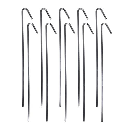10 Pack Metal Tent Stakes - 9 Inch Rust Resistant Garden Pegs