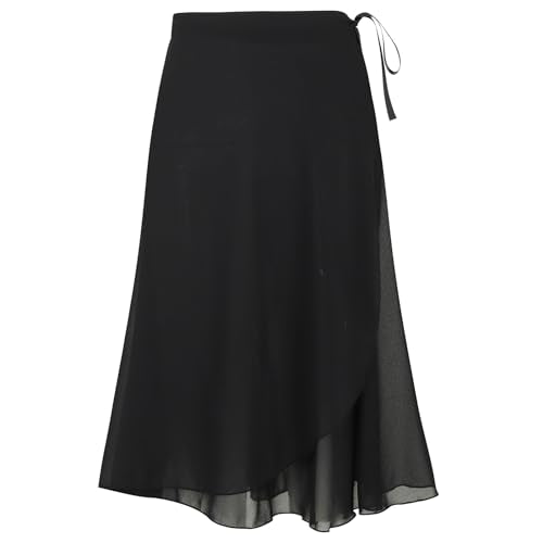 Deesorxin Women's Long Wrap Ballet Skirt Black One Size Sheer Dance Costume