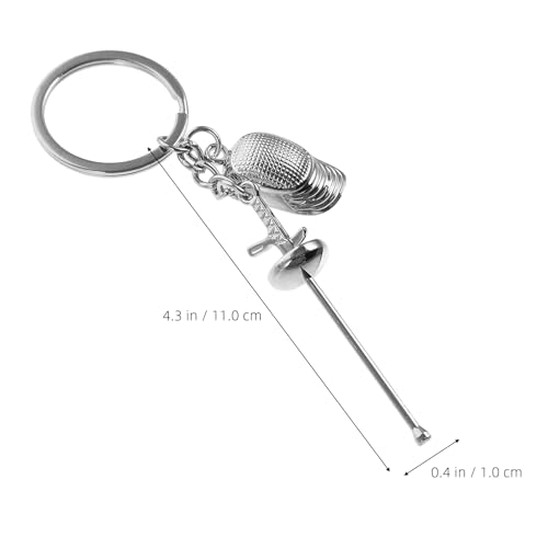 Yardwe B Fencing Keychain Metal Souvenir for Fencer, Handbag Charm Gift