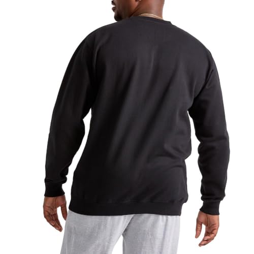 Men's Crewneck Fleece Sweatshirt - Black, Standard Fit, Large