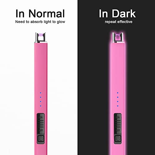 Rechargeable Electric Candle Lighter - Pink, Windproof & Flameless
