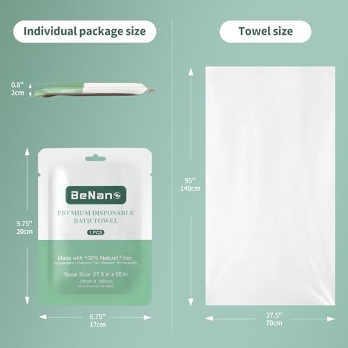 Benano 55 in x 27.5 Disposable Bath Towels | Ready to Use, 4 Pack