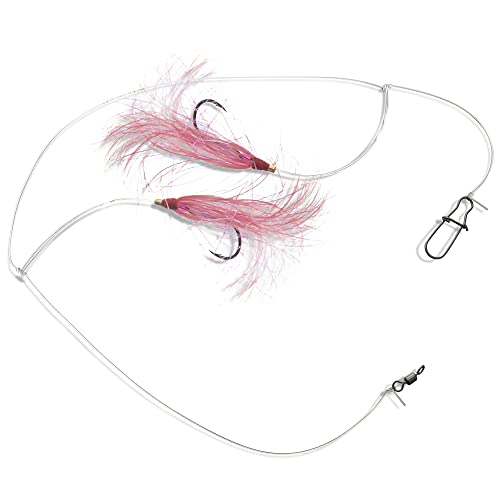 Flounder Hi-Lo Rig with Mylar Teaser - Pink, 1 Pack, 3/0 Hook