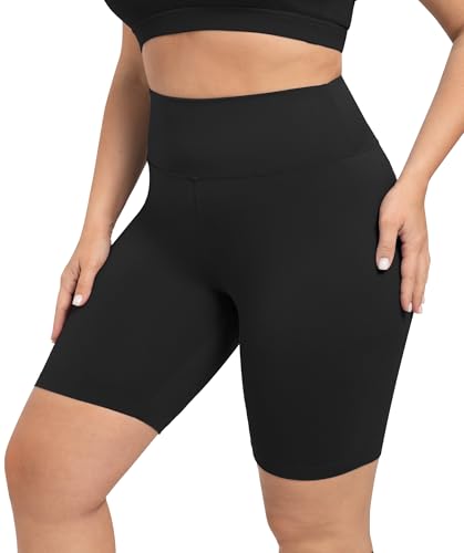 VALANDY Plus Size High-Waisted Biker Shorts for Women 8" Inseam Black 3X-Large