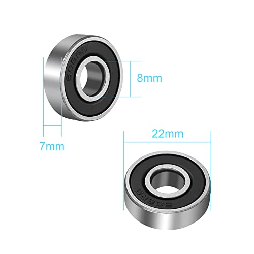 22pcs 608 2RS Ball Bearings - High Precision Steel Deep Groove Bearings