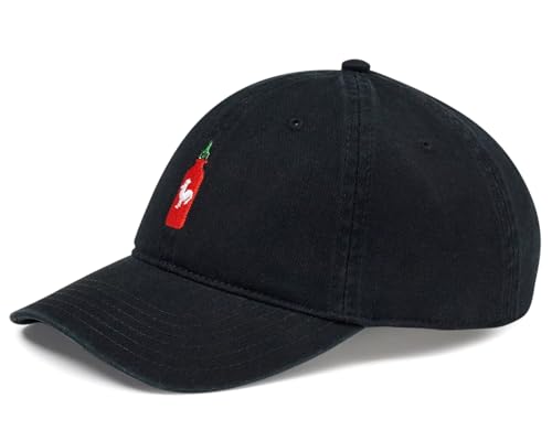 Seven Times Six Sriracha Bottle Hat for Men Adjustable Embroidered Cap Black