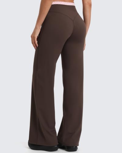 Aoxjox Dual Core Yoga Pants 31.5" Inseam, Medium, Blush/Mulch Dot