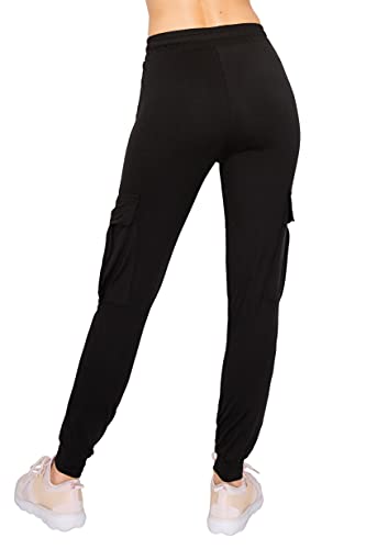 Women's Cargo Jogger Pants Large Black - Soft Street Casual Sweatpants