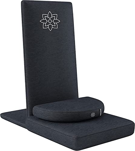 Folding Meditation Chair with Back Support - Charcoal Black