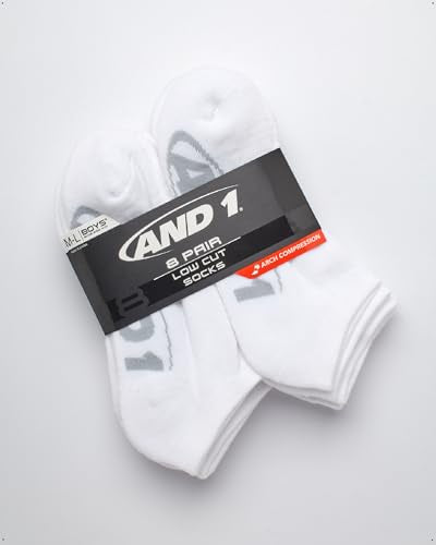 Boys Low Cut Cushioned Athletic No Show Socks - 8 Pack White