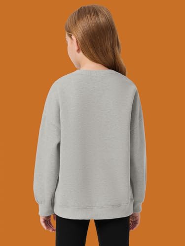 Haloumoning Girls Oversized Crewneck Sweatshirt 11-12 Grey fleece pullover