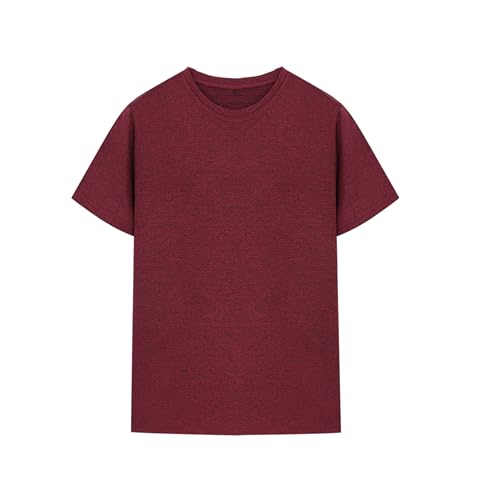 Quick Dry Boys' T-Shirt - Moisture Wicking Athletic Tee - Dark Red, 12-14 Years