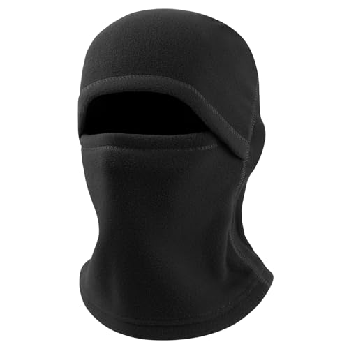 Fleece Balaclava Ski Mask - Windproof Full Face Cover, Black