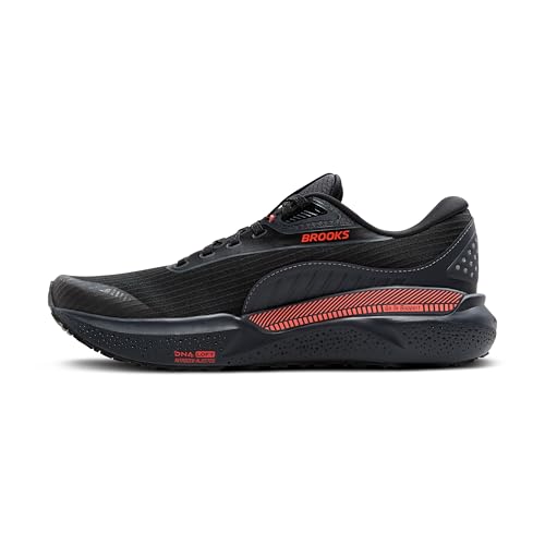 Supportive Running Shoe - Brooks Women’s Adrenaline GTS 24 - 8.5 Black/Ebony/Hot Coral