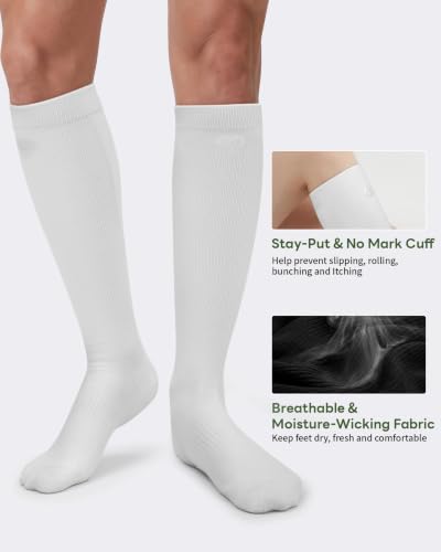 Compression Socks for Women & Men - 3 Pairs, 15-20 mmHg Support - Small-Medium