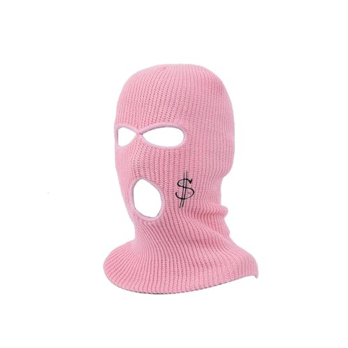 Warm Knit Balaclava Ski Mask - 3 Hole Full Face Mask, Pink