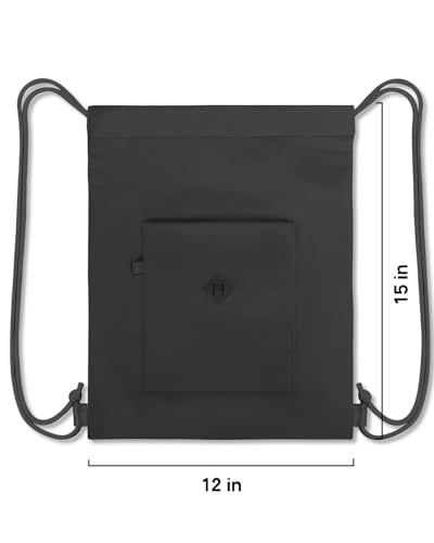 Drawstring Backpack with Wet Pocket - Small, Black