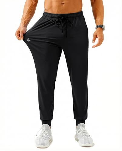 Alimens & Gentle Mens 3X-Large Black Lightweight Joggers with Pockets