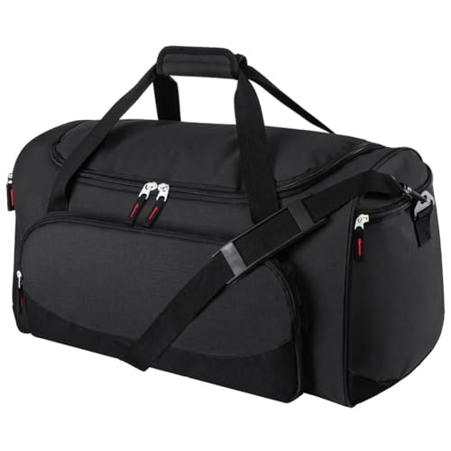 Large 50L Duffle Bag for Gym & Travel - Black with Multiple Pockets