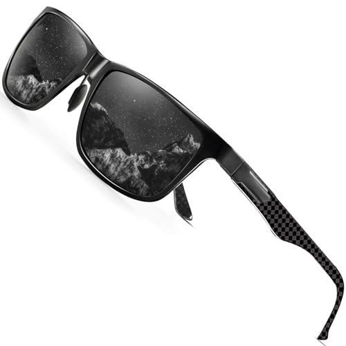 Polarized Sunglasses for Men - Rectangular Metal Frame with UV Protection