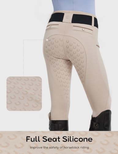 Horse Riding Pants for Girls - Full Seat Equestrian Pants - Medium Apricot