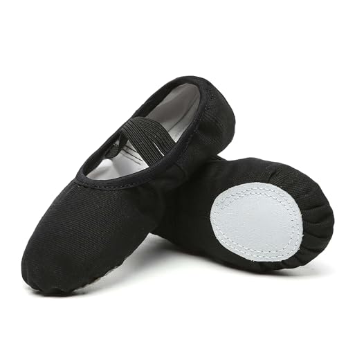 Danzcue Women's Ballet Shoes Black Size 5 - Soft Canvas & PU Leather Slippers