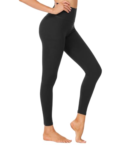 High Waisted Capri Yoga Pants for Women - 4 Pack with Pockets - Full-Length No Pockets, Large-X-Large, Black