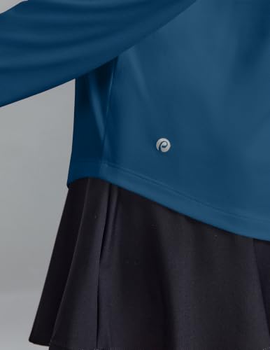 PINSPARK Long Sleeve UPF 50+ Running Top for Women, V-Neck, Dark Blue, Large