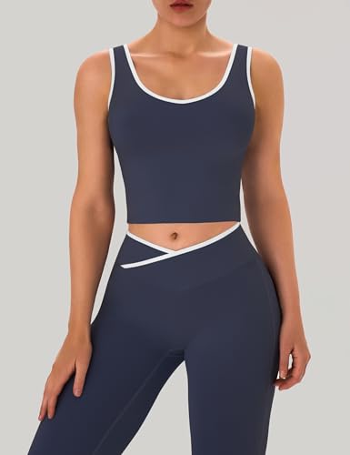 OLCHEE Women's 2-Piece Workout Sets Navy Blue XX-Large Activewear