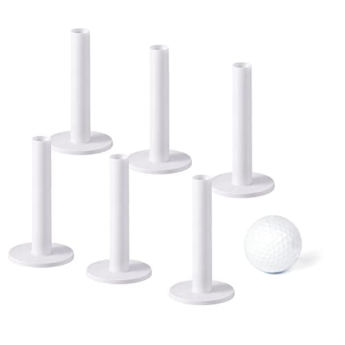 High Performance Rubber Golf Tees Set - 6 Pack 3 1/4" Tee + 1 Ball