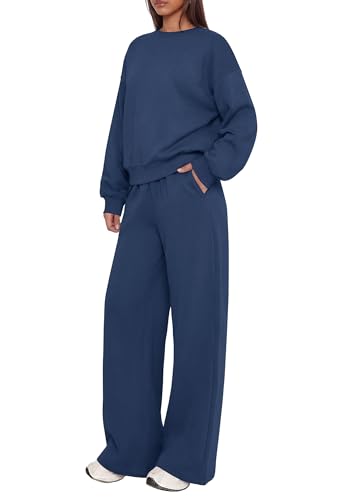 PRETTYGARDEN 2-Piece Lounge Set for Women, Grey Blue Medium – Casual Sweatsuits