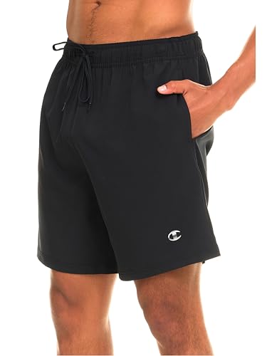 Champion Men's 7-Inch Black Swim Trunks with Mesh Liner - Large