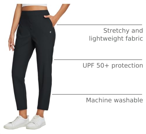 Lightweight Stretch Travel Pants with Zip Pockets - Large/Black
