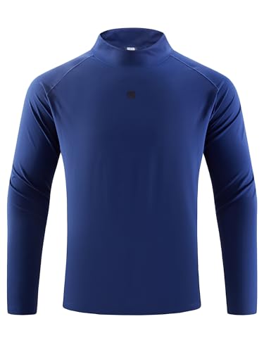 Men's Long Sleeve Turtleneck Workout Shirt - Blue, 3X-Large