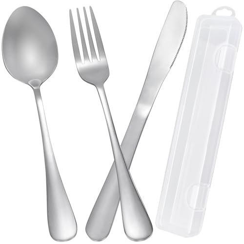 Stainless Steel Travel Utensils Set with Case - Knife, Fork, Spoon
