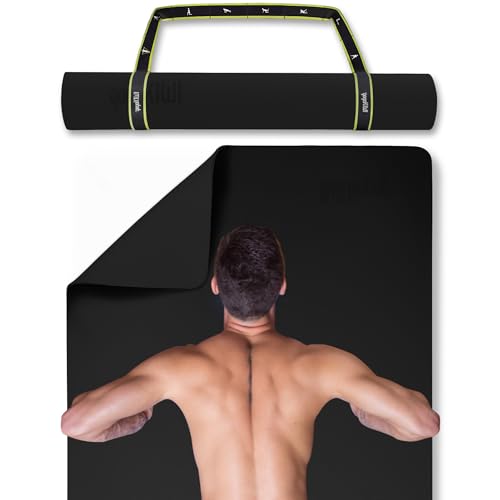 Extra Wide Non-Slip Yoga Mat with Alignment Marks - Black