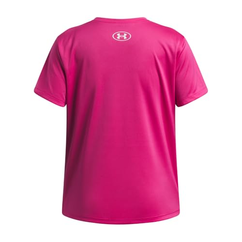 Under Armour Girls' Tech Big Logo Short Sleeve T-Shirt - Medium, Virtual Pink & White