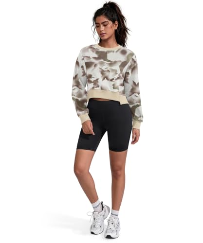 Women's Cotton Camo Cropped Sweatshirt - Oversized Y2K Slit Pullover - Large