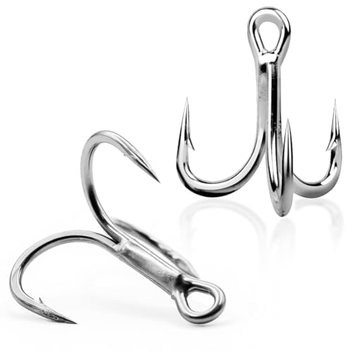 Treble Fishing Hooks - High Carbon Steel, 10 Pcs for Salmon & Trout