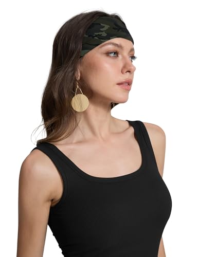 Stretchy Camo Headbands for Women - Workout & Yoga Hair Bands
