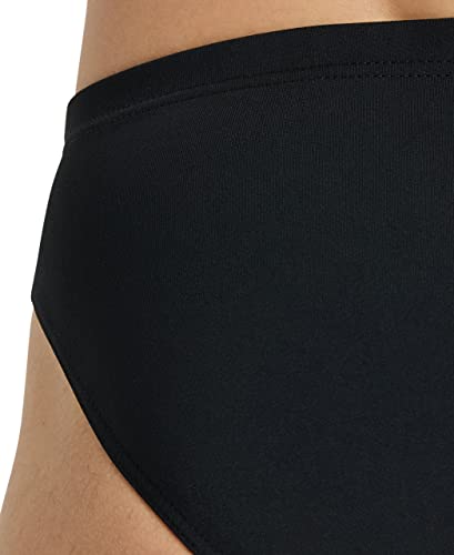 Arena Men's Solid Team Swim Brief Black/White - Athletic Swimwear, Quick-Dry, UV Protection, Adjustable Waist