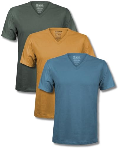 Kingsted Men's V Neck T-Shirts - Large Royal Pack, Soft Classic Fit Tees