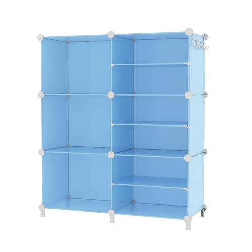 AWTATOS Closet Organizer 6 Cube Storage Shelves Portable Closet Clothes Organizers and Storage Stackable Cubby Shelving for Closet Bedroom Living Room Blue