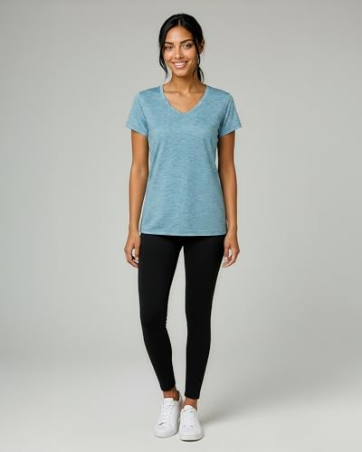 Women's Moisture-Wicking Short Sleeve V-Neck Workout T-Shirt - Plus Size Available