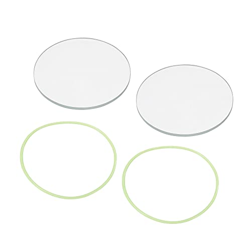 2-Inch LED Glass Lens Set with Silicone Rings - Transparent & Green