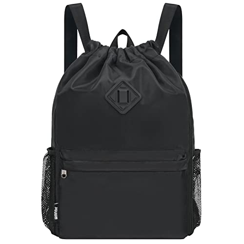 Drawstring Backpack with Shoe Compartment - Water-Resistant Gym Bag